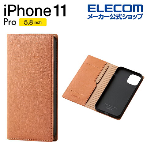 エレコム iPhone 11 Pro 用 ソフトレザーケース イタリアン Coronet ケース カバー iphone5.8 iPhone11 Pro iPhone11Pro 新型 iPhone2019 5.8インチ 5.8 スマホケース 手帳 ソフト レザー シンプル デザイン 手帳型 オレンジスカッシュ PM-A19BPLFYILDR