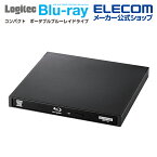 ロジテック Blu-ray ディスクドライブ Type-C 対応 USB3.0ネイティブ ポータブル 外付けブルーレイディスクドライブ USB3.0 スリム 書き込みソフト付 UHDBD対応 Type-Cケーブル付 ブラック Windows11 対応 LBD-PWA6U3CLBK