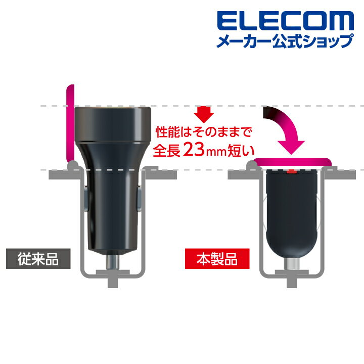 エレコム シガーチャージャー 超コンパクト USB Power Delivery タイプC パワーデリバリー 20W USB-C1ポート ブラック MPA-CCPD05BK 3