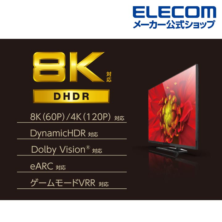 エレコム HDMIケーブル イーサネット対応ウルトラハイスピード HDMI ケーブル スリ...
