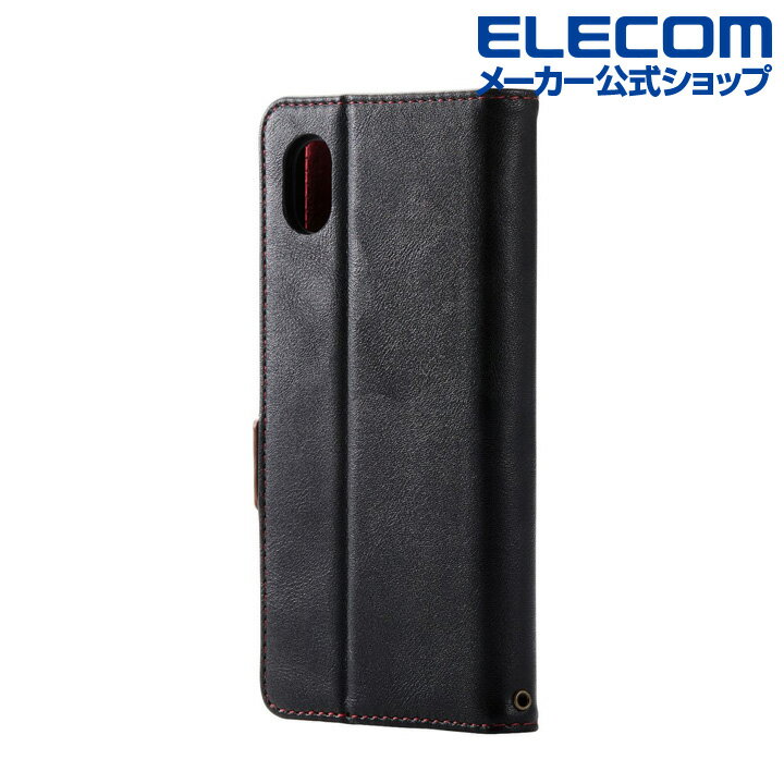 エレコム Galaxy A22 5G (SC-56B) 用 ソフトレザーケース 磁石付 耐衝撃 ステッチ ギャラクシーa21 5G ソフトレザー ケース カバー 手帳型 ブラック PM-G217PLFYBK