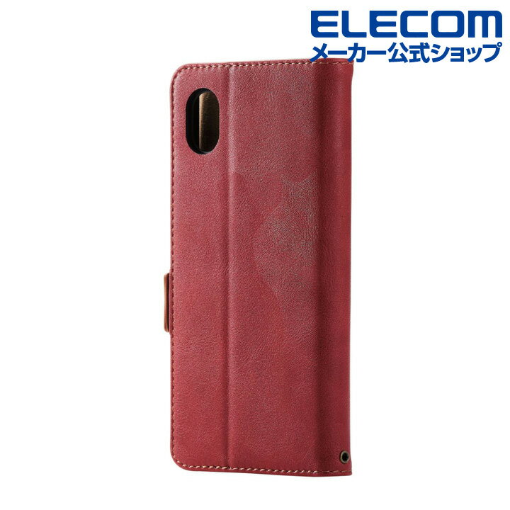 エレコム Galaxy A22 5G (SC-56B) 用 ソフトレザーケース 磁石付 耐衝撃 ステッチ ギャラクシーa21 5G ソフトレザー ケース カバー 手帳型 レッド PM-G217PLFYRD