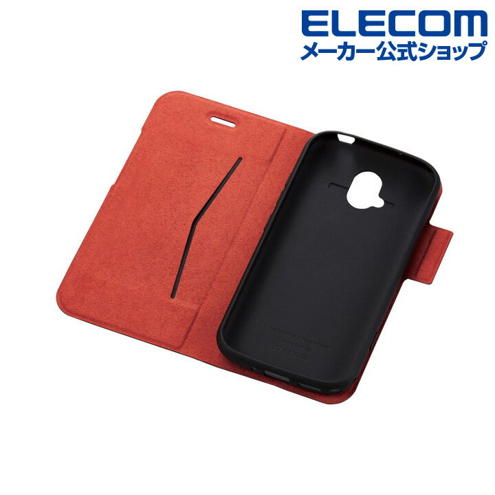 エレコム らくらくスマートフォン (F-52B) 用 ソフトレザーケース 薄型 磁石付 F-52B ケース カバー 手帳型 ウルトラスリム ブラック PM-F213PLFUBK