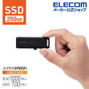 エレコム 外付けSSD ポータブル SSD 250GB USB3.2(Gen1)対応 スライド式 外付け USBメモリ サイズ ブラック ESD-EMB0250GBK