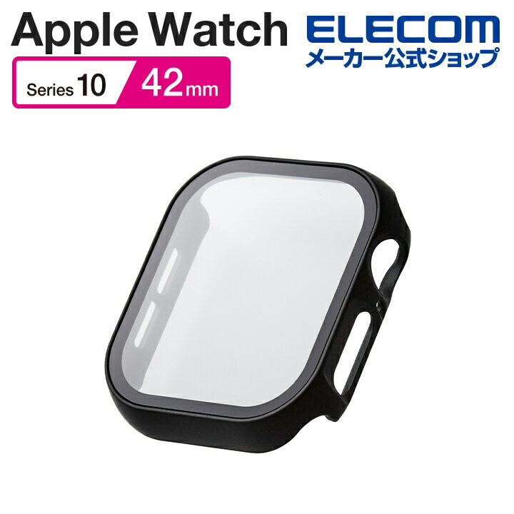 エレコム Apple Watch 42mm 用 フルカバーケース プレミアムガラス 反射防止 AppleWatch 42 フルカバー ケース カバー ブラック AW-24BFCGMBK
