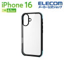 エレコム iPhone16 用 MUBRAIN ハイブリッドケース エアバッグ 2眼 6.1 スマホ ハイブリッド ケース カバー ブラック×クリアグリーン P...