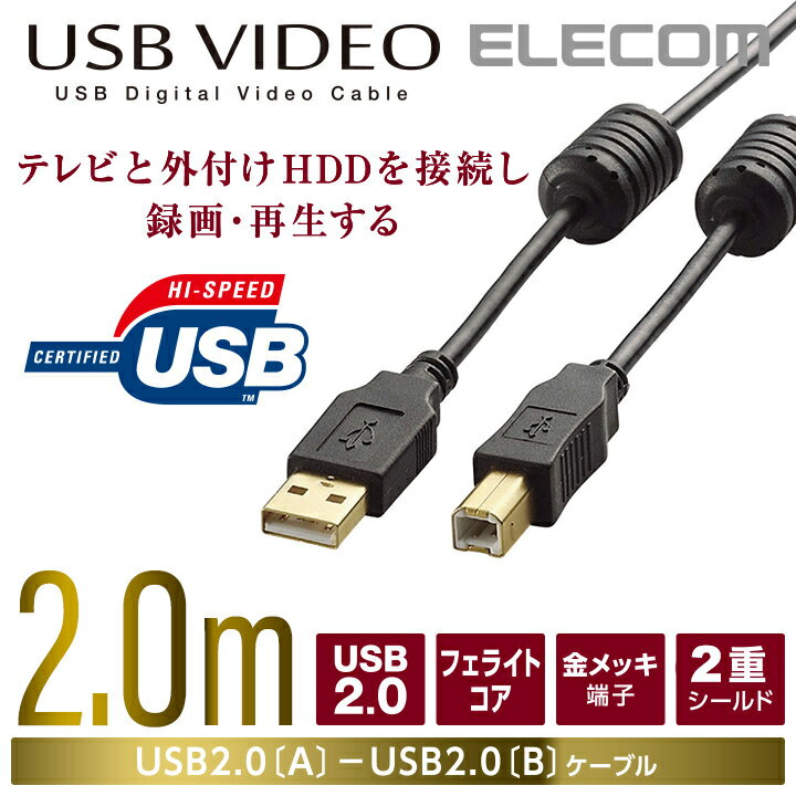 GR TV-HDDڑpUSBP[u(USB2.0 A-B) 2m 2.0m DH-AB2F20BK