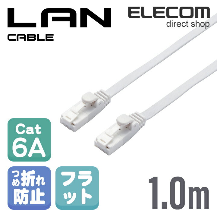 エレコム Cat6A準拠 LANケーブル ランケーブル インターネットケーブル ケーブル cat6 A フラットケーブル 1m ホワイト LD-GFAT/WH10