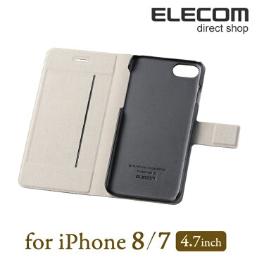 エレコム iPhone8 用 4.7インチ ケース カバー Ultra Slim 手帳型 ソフトレザーカバー 薄型 通話対応 スナップベルト付 カーボン調 ブラック スマホケース iphoneケース PM-A17MPLFUSCB