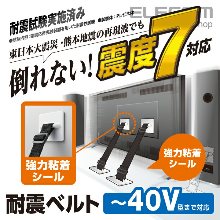 エレコム 耐震ベルト 粘着シールタイプ 〜40V型テレビ用 2本入 TS-001N2のサムネイル