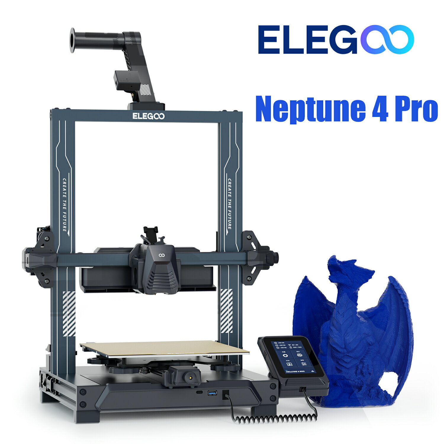 【送料無料】 ELEGOO Neptune 4 Pro 3D プリンター Klipper ファームウェア付き 500mm/s 高速 FDM プリンター 自動レベリング ダイレクトドライブ押出機 簡単な組み立て 225x225x265mm³ /8.85x8.85x10.43 インチの印刷サイズ
