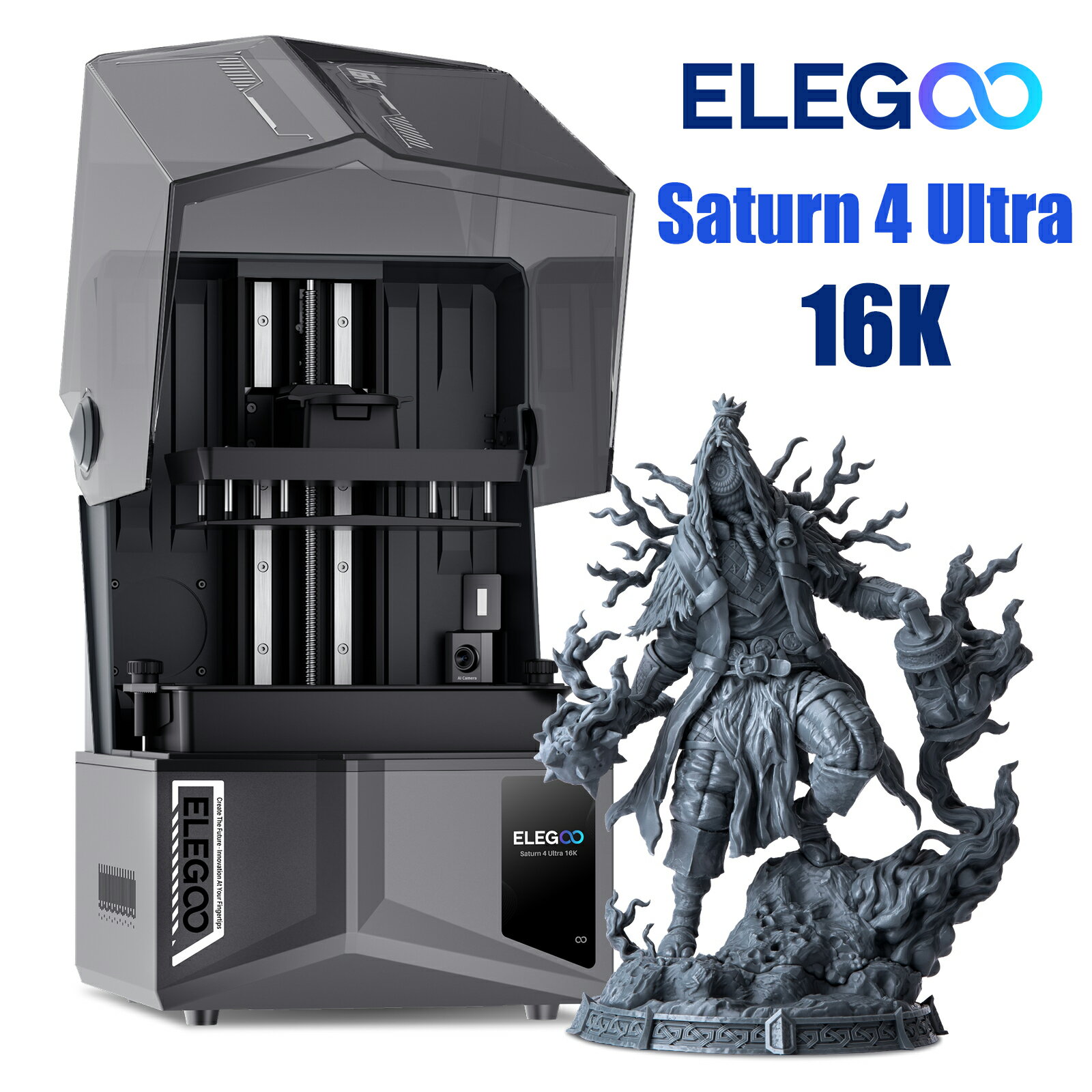 【ポイント10倍】ELEGOO Saturn 4 Ultra 16K 樹脂 3Dプリンター 10インチ16KモノクロLCD 150mm/h 高速印刷 スマート自動レベリング インテリジェント検出 WiFi 転送 大型印刷 211.68x118.378x220 立方ミリメートル