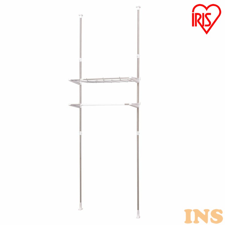 ランドリーラック 防水パン おしゃれ 洗面所 伸縮 2段 LRT-27S 洗濯機ラック つっぱり ラック 突っ張り 洗濯機収納 洗濯ラック 収納 ランドリー収納...