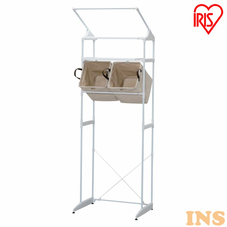 ランドリーラック バスケット付 収納 2段 バスケット付 HLR-192B 伸縮 洗濯機ラック ラック 洗濯機収納 洗濯ラック ランドリーバスケット ランドリー...