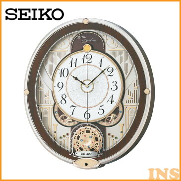 【250円クーポン対象◎】電波からくり時計 RE577B 送料無料 SEIKO 掛け時計 壁掛け からくり時計 電波時計 アナログ スイープ メロディ 音量調節 セイコークロック 【TC】