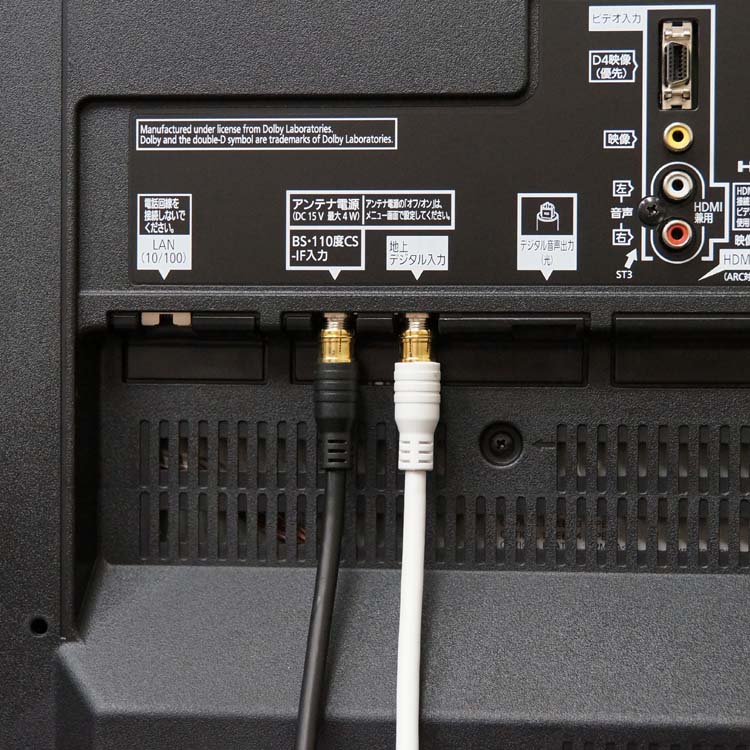 アンテナケーブル 3m L字差込式／差込式コネクタ 白 HAT30-053LPWH送料無料 4K 8K ...