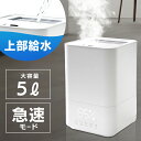 加湿器 超音波 ハイブリッド おしゃれハイブリッド式加湿器 5.0L 300ml/h 上から給水 加湿器 加湿機 ハイブリッド式 上部給水式 給水 デジタル表示トキメキデザイン オフタイマー 3段階調節 ホワイト 送料無料 TMD-AK02