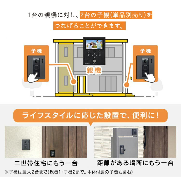 テレビドアホン 録画機能 インターホン ドアホン 防犯 交換 別売り 子機 単品 自動録画 外でも 外から スマホ対応 IoT 防犯カメラ 監視カメラ WiFi モーション検知 動体検知 TD-SM7070C-BB用 親機TD-M70 アイリスオーヤマ TD-B70C-B[2603SI]