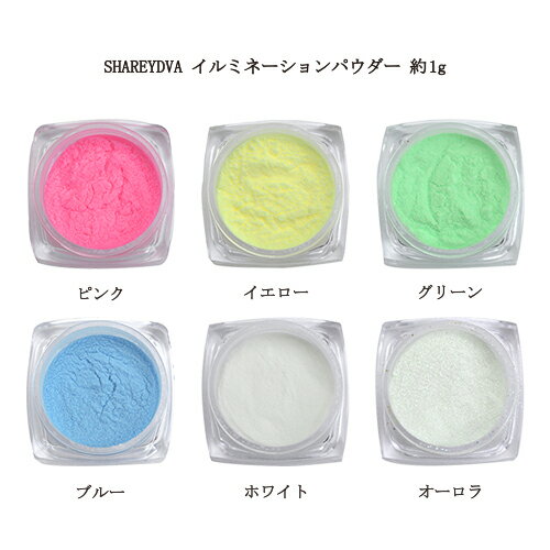  シャレドワ SHAREYDVA luminous powder イルミネーションパウダー 約1g  暗闇で光る蓄光パウダー ジェルネイル グリッター ネオンネイル 夏ネイル ネイルアート ネイリスト ネイルデザイン セルフネイル ネイル用品 爪 新品 送料無料