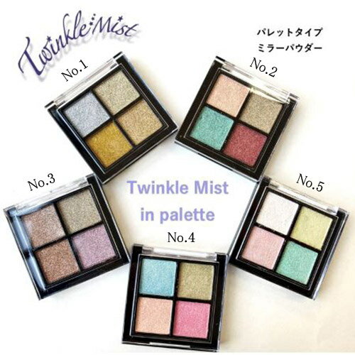 楽天LエルNFS Twinkle Mist-in palet ミラーパウダー 0.5g×4色計2g 【5種類からご選択】 No.1-No.5 メタリック オーロラ パレットタイプ チップ2本付き ミラーネイル クラフトレジン アクセサリー ネイルアート デザイン セルフネイル ネイルサロン ゴールド シルバー 新品 送料無料