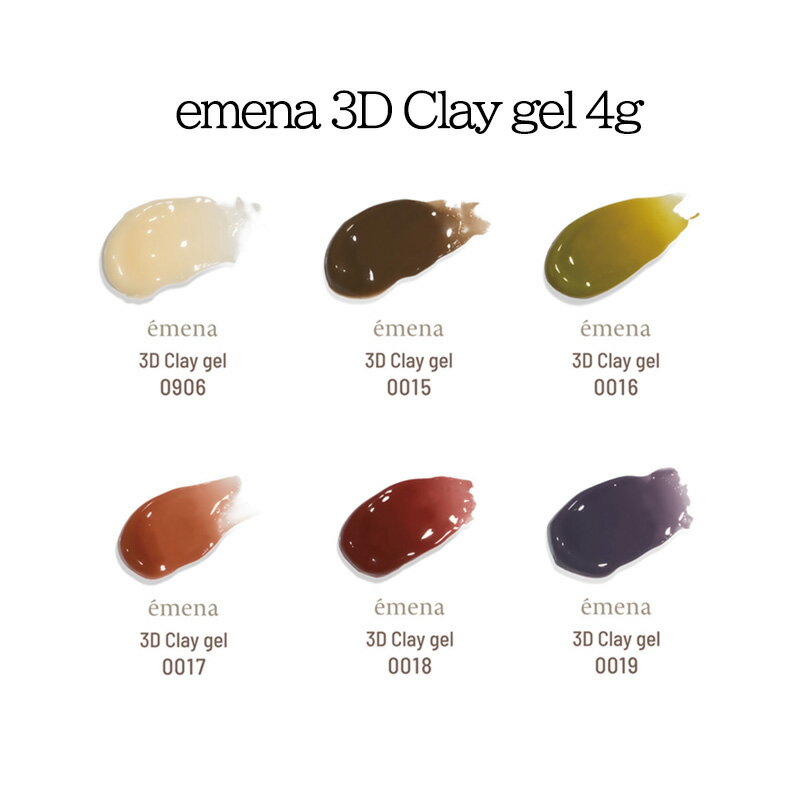 【最大3％OFF】 エメナ emena 3D Clay gel 4g 【6種類からご選択】 0906 0015 0016 0017 0018 0019 立体感 立体アート 粘土 3Dジェル ネイルワーク クレイジェル ジェルネイル ネイルアート ネイルデザイン セルフネイル ネイリスト ネイルグッズ ネイル用品 新品 送料無料