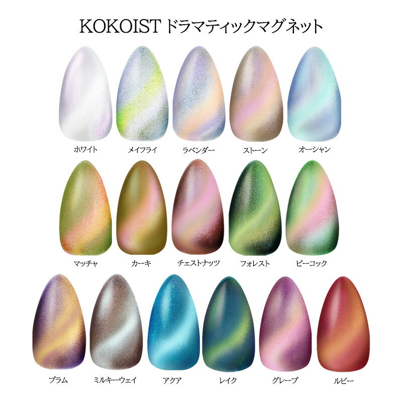  ココイスト KOKOIST ドラマティックマグネット 10ml  DR-01からDR-16 マグネットネイル マグネットジェル ニュアンスネイル 透明感 微粒子 ソフトジェルタイプ ソークオフタイプ ネイルアート ネイルデザイン セルフネイル 新品 送料無料