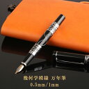 【最大3%OFF】 幾何学模様 万年筆 0.5mm 1.0mm 【2種類からご選択】 回転式インク吸入 キャップ付き ニブ ストレート カーブ イリジウム おし...