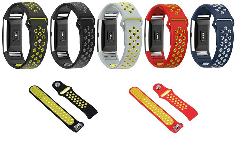 ں3OFF ѥХ Fitbit Charge2 ġȥ󥫥顼 ̵  򴹥Х ꥳ L եåȥӥå 㡼 Charge 2 Replacement Band tow tone silicone Style-5 OEM ɴ