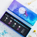 クリスタルガラスペン インク4色付き ペンホルダー付き 洗浄カップ付き 星空ユニコーン ライティング ペンのお色6種からご選択 万年筆 インクペン ガラスペン ...