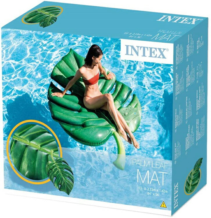 【 あす楽対応 】フロート マット プラムリーフマット 58782 INTEX/インテックス プール 海 海水浴 木の葉の浮き輪 修理用パッチ付き 夏 新品 送料無料