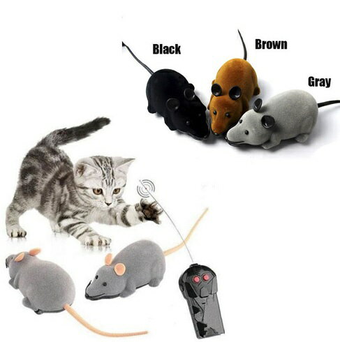 猫のおもちゃ 電動ネズミ リモコン操作 ペット用品 愛猫 ねこのおもちゃ ねずみ ラジコン マウス グレー ブラック ブラウン 新品 送料無料