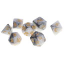 【最大3%OFF】 サイコロ 多面体 7種類のダイス 鮮やか色調 ホワイト&シルバー 袋ケース付き イベント ギフト パーティー すごろく RPG ゲーム 【送...