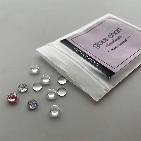 【最大3%OFF】 シャレドワ SHAREYDVA ガラスビーズ ミニラウンド 30P 6mm 30個セット カラーチャート カラージェル ガラスビーズ 透明 ...