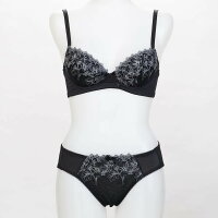 Sonia Black アネモネ ノンワイヤーブラジャー&ショーツセット M L LL ソニアブラック ノンワイヤー レース ブラショーツセット プチプラ 可愛い 黒 ピンク ブラック