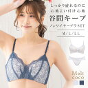 谷間キープ ノンワイヤーブラジャー ショーツ セット メルトココ ワイヤレスブラ 総レース ブラジャー ブラショーツ セット M L LL レディース プチプラ...