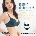 アンティークフラワーレース(M・L・LL) ノンワイヤーブラジャー ショーツ セット ソニアブラック 定番 ノンワイヤー ブラ ブラジャー 上下セット ブラセッ...
