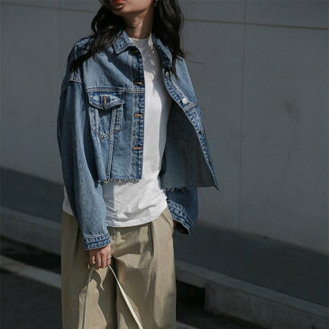 レディース 韓国ファッション デニムジャケット ジージャン Gジャン アウター クール 大人かっこいい メンズライク 休日コーデ 長袖 ブルー ライトブルー フリーサイズ