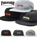 在庫処分品 現品限り 半額 50％off THRASHER スラッシャー キャップ CAP もこもこキャップ メンズ レディース ロゴ刺繍 キャップ 帽子 フラットバイザー アジャスタ