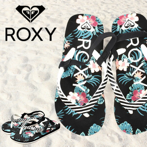 30%off ビーチサンダル キッズ 女の子 ロキシー ROXY 子供 ガールズ TW PEBBLES VI ベビー ブラック 黒 ジュニア ビーサン トングサンダル サンダル ビーチ プール 海 海水浴 リゾートのサムネイル