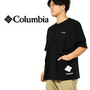 ラス1 30%off 送料無料 守矢努 コラボ コロンビア 半袖Tシャツ オーバーサイズ Columbia メンズ 撥水 ポケット付き TEE ロゴTシャツ 丸首 クルーネック 半袖 ロゴ Tシャツ アウトドア 登山 黒 PM0979 【あす楽対応】