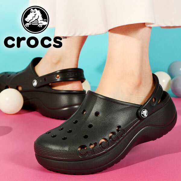 31%off 日本正規品 送料無料 クロックス レディース 厚底 サンダル CROCS バヤ プラットフォーム クロッグ Baya Platform Clog 208186 靴 シューズ サボ クロッグサンダル ブラック 黒 【あす楽対応】