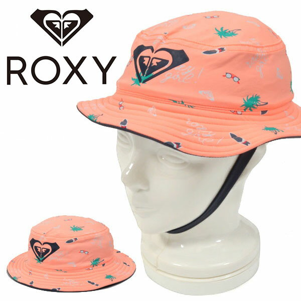 50%off 半額 バケットハット ROXY ロキシー キッズ ジュニア 女の子 BOBBY ストラップ付き 総柄 ハット あご紐 帽子 サーフ アウトドア 通学 水あそび 熱中症対策 35%off