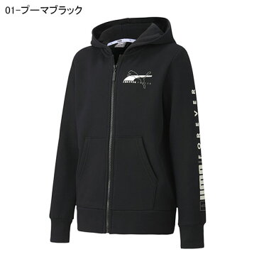 30%OFF キッズ スウェット パーカー プーマ PUMA ジュニア 子供 ALPHA フルジップ フーディー FL 裏起毛 スエット トレーナー スポーツウェア ブラック 黒 585217