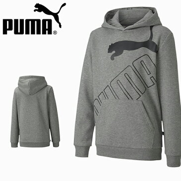 32%OFF キッズ スウェット パーカー プーマ PUMA ジュニア 子供 ビッグロゴ フーディー FL 裏起毛 プルオーバー スエット トレーナー スポーツウェア グレー 585235
