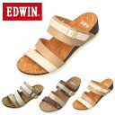 エドウィン コンフォートサンダル EDWIN レディース ヒール 4cm ウェッジソール サンダル コルク フットベット コンフォートシューズ 疲れなし 歩き ...