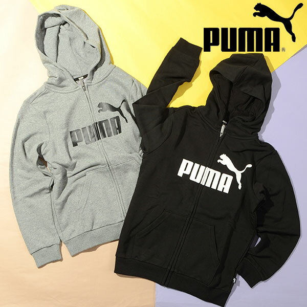 30%off プーマ キッズ スウェット パーカー PUMA ESS ビッグロゴ フーデッドジャケット TR ジュニア 子供 裏毛 フルジップ ジャージ トレーナー スエット 子供服 848437