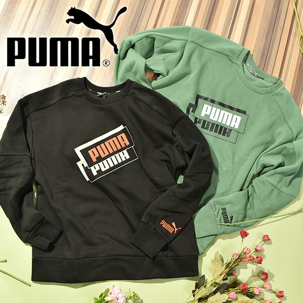 現品のみ 40%off プーマ キッズ スウェット トレーナー PUMA ALPHA HOLIDAY CREW FL ジュニア 子供 裏毛 ジャージ スエット 子供服 672653