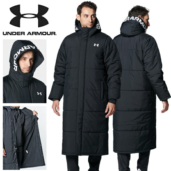 31%off 送料無料 ベンチコート アンダーアーマー UNDER ARMOUR UA LOGO LONG COAT メンズ ロングコート 中綿 ジャケット 撥水 防寒 スポーツ 観戦 大きいサイズ 1381350 2023秋冬新作