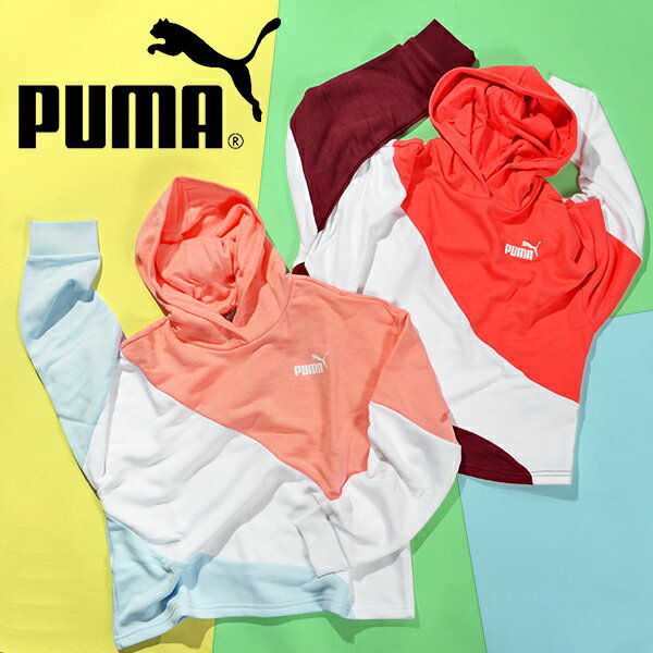 送料無料 プーマ キッズ ガールズ スウェット パーカー PUMA POWER キャット フーディースウェット ジュニア 子供 女の子 裏毛 プルオーバー ジャージ トレーナー スエット 子供服 2023秋冬新…