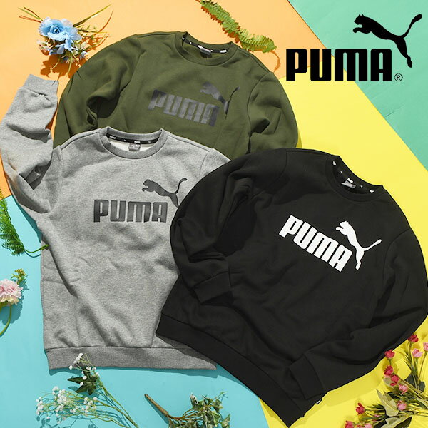 プーマ キッズ スウェット トレーナー PUMA ESS ビッグロゴ クルースウェット FL 裏起毛 ジュニア 子供 ジャージ スエット 子供服 2023秋冬新色 846542